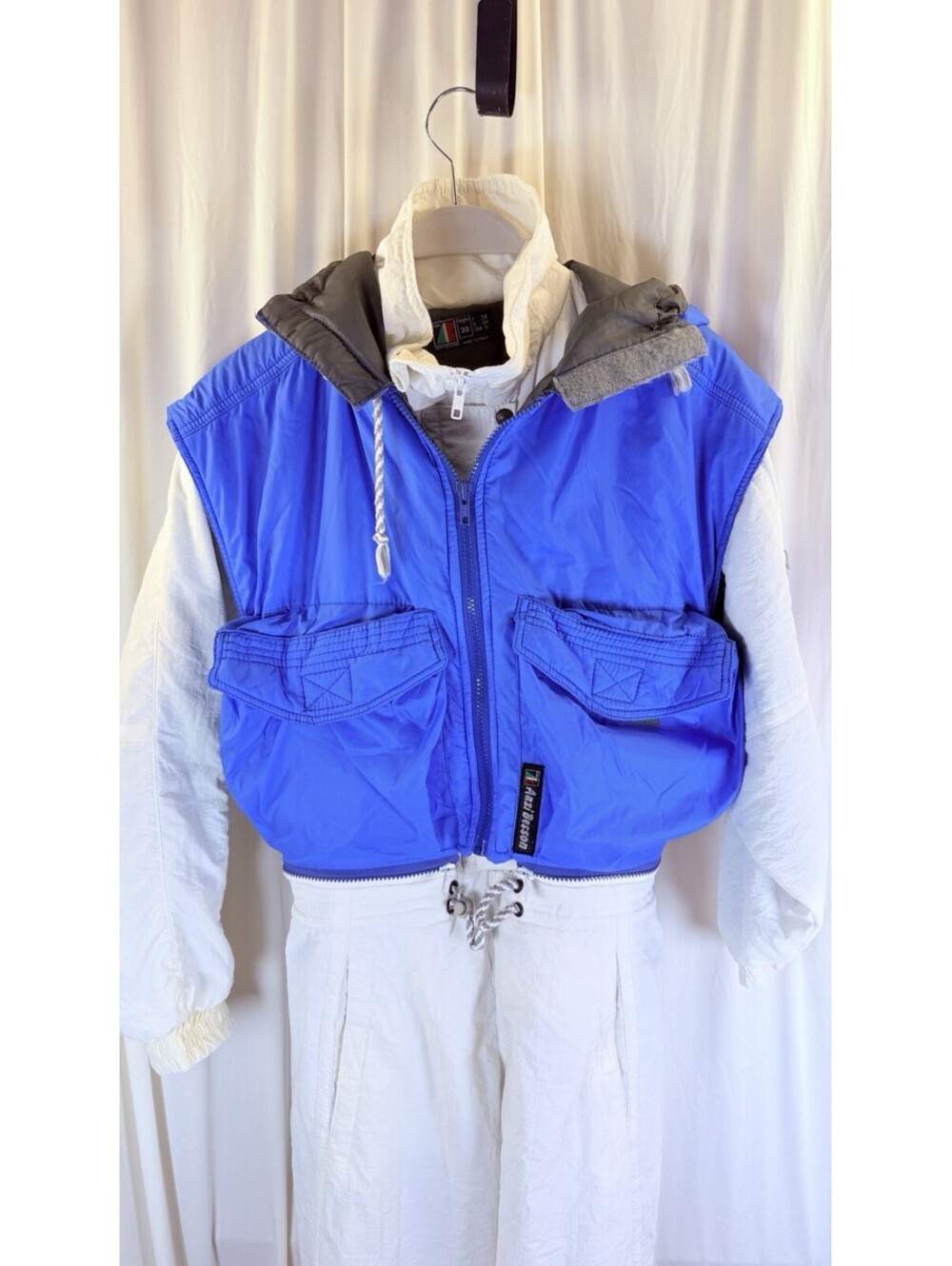 Anzi Besson Two Piece Womens Ski Performance Snowsuit Removable Vest Sz 6 Vtg